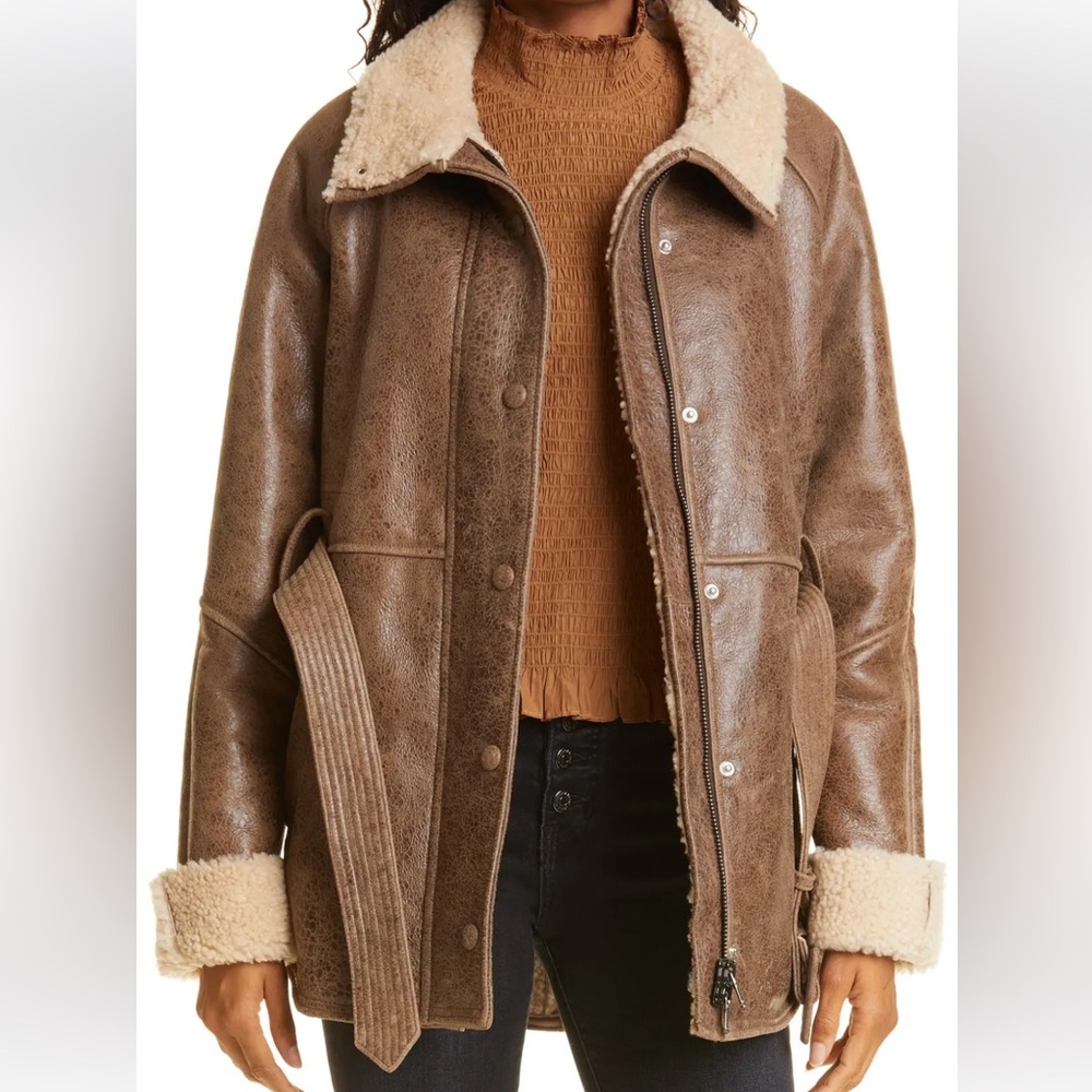 Veronica Beard Women's Brown Jacket with Shearling Lining